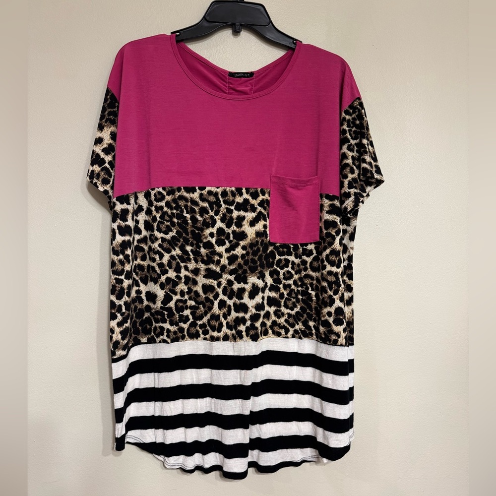 Pink Leopard Print Women's Top